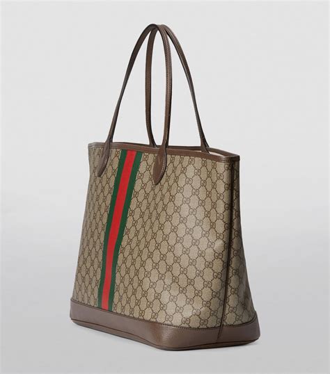 gucci double handle red trim tote|Gucci ophidia tote.